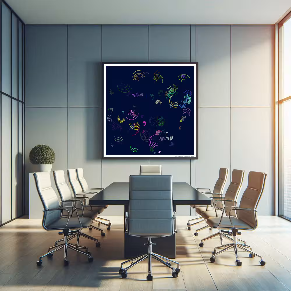 78 orbitarcs on iridescent of space in room setting