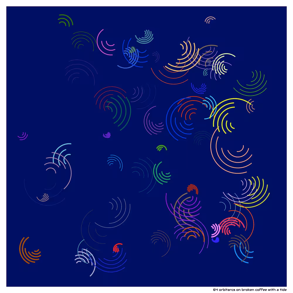 64 orbitarcs on broken coffee with a tide