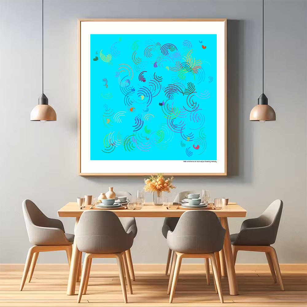 130 orbitarcs on dull aqua chasing melody in room setting