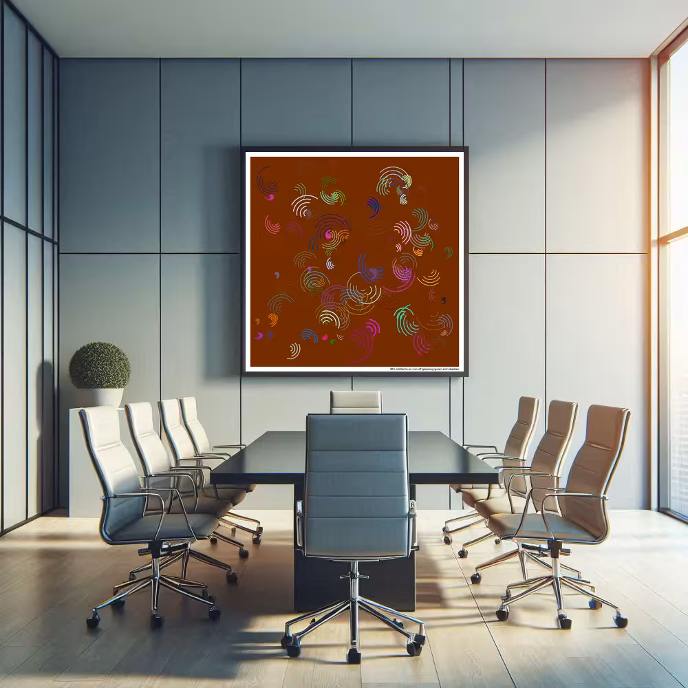 104 orbitarcs on ruin of gleaming green and obsidian in room setting