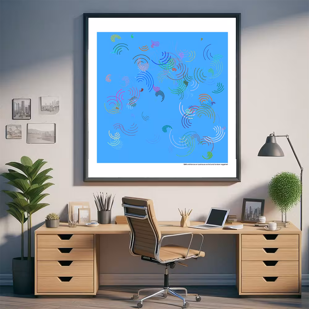 100 orbitarcs on luminous orchid and broken eggshell in room setting