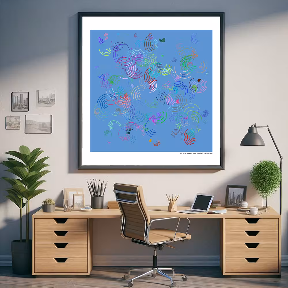 165 orbitarcs on dark khaki of the journey in room setting