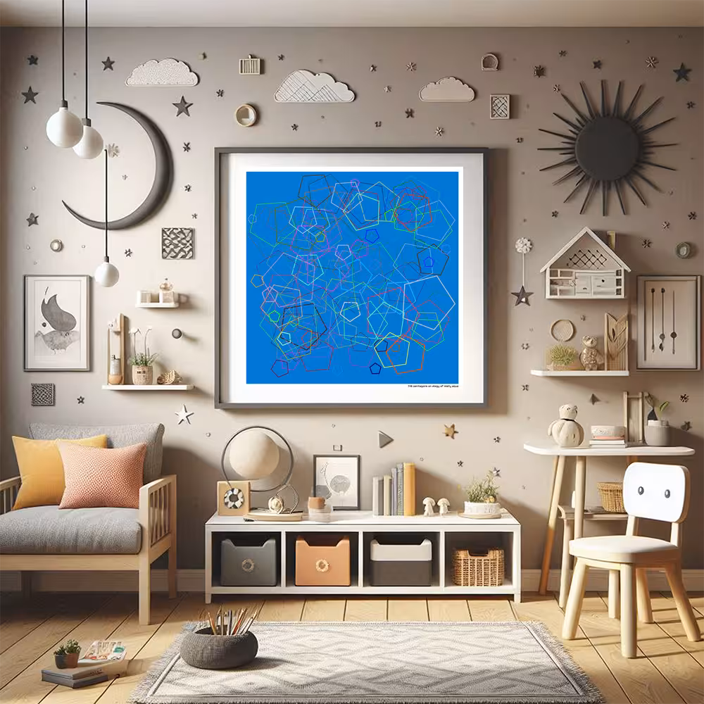 146 pentagons on elegy of misty aqua in room setting