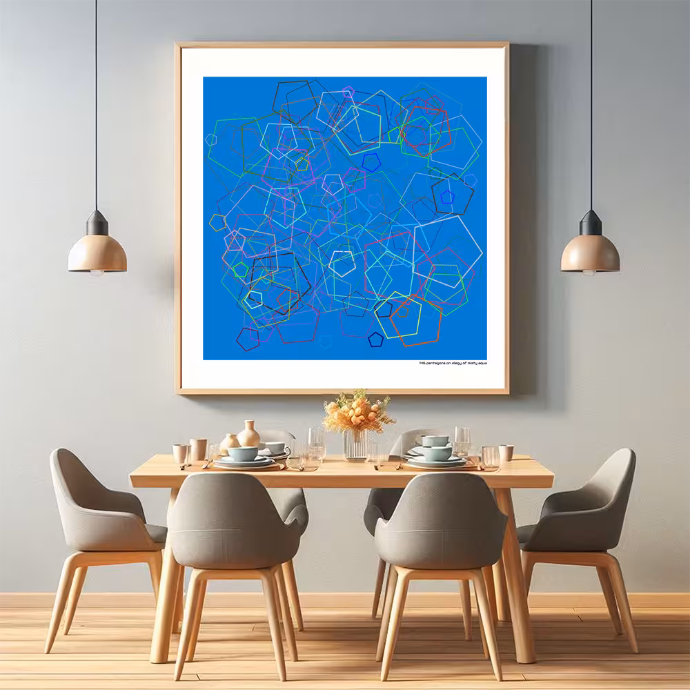 146 pentagons on elegy of misty aqua in room setting
