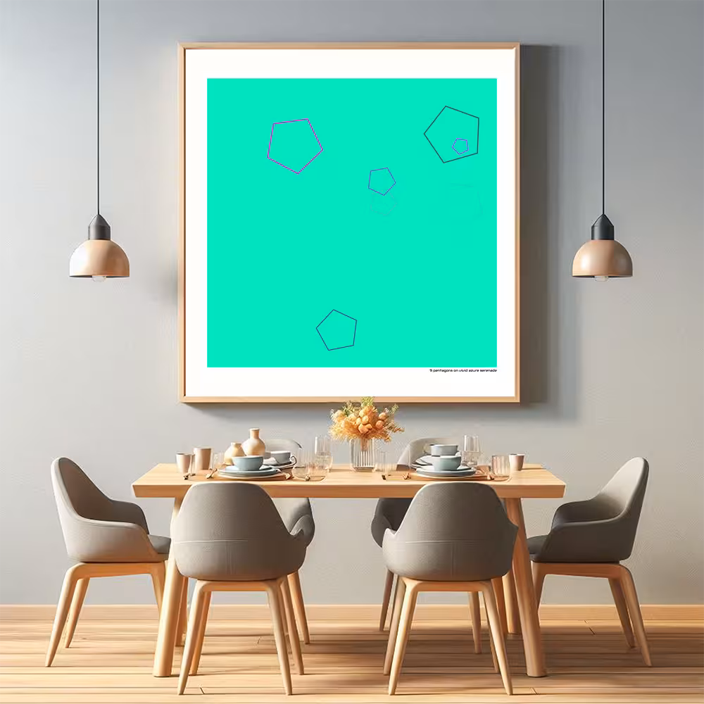 9 pentagons on vivid azure serenade in room setting