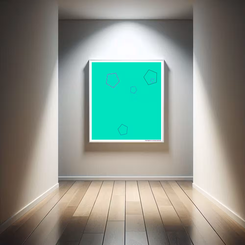 9 pentagons on vivid azure serenade in room setting