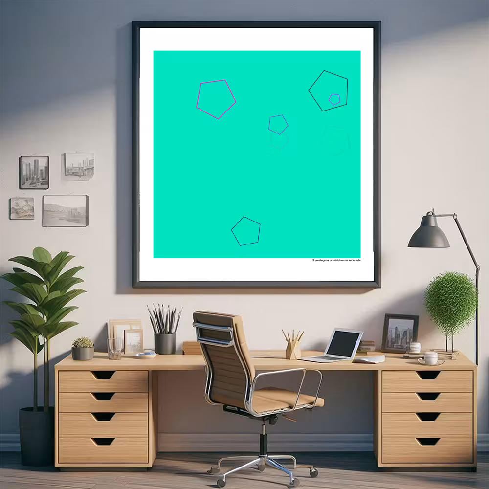 9 pentagons on vivid azure serenade in room setting