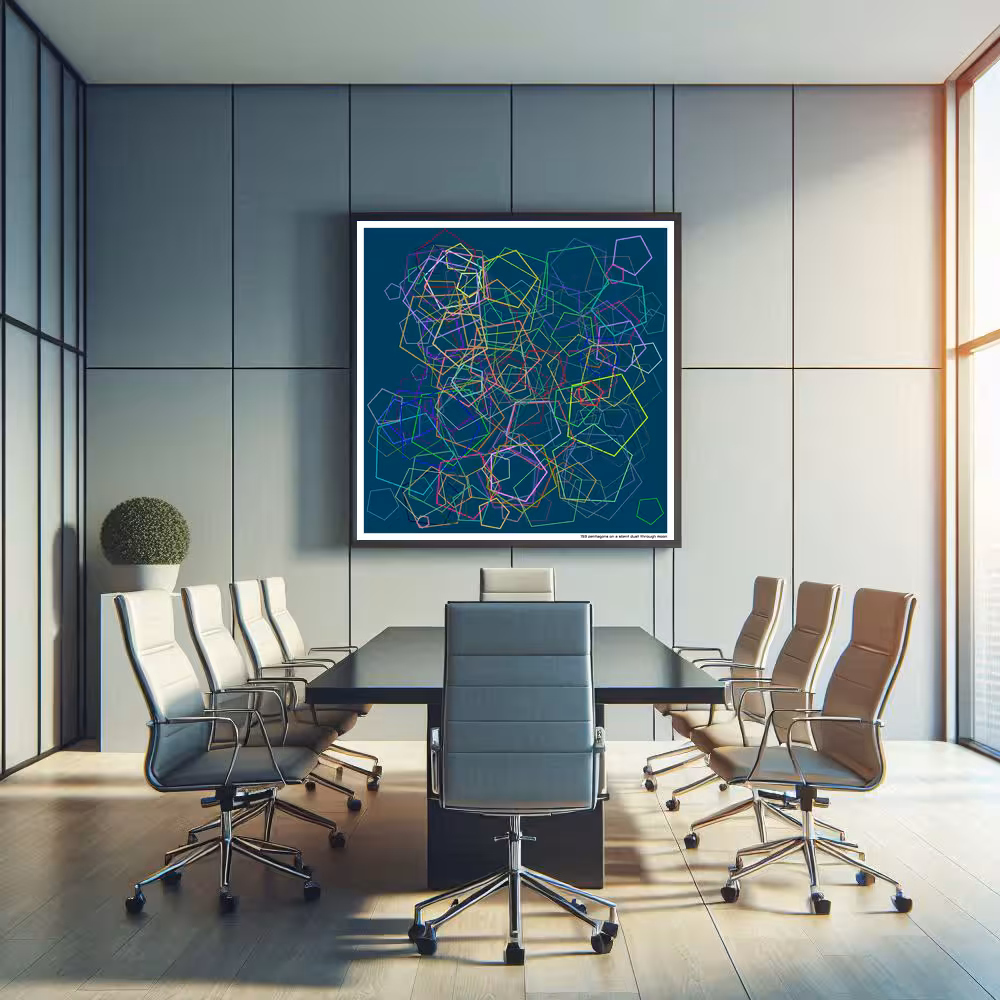 153 pentagons on a silent dust through moon in room setting