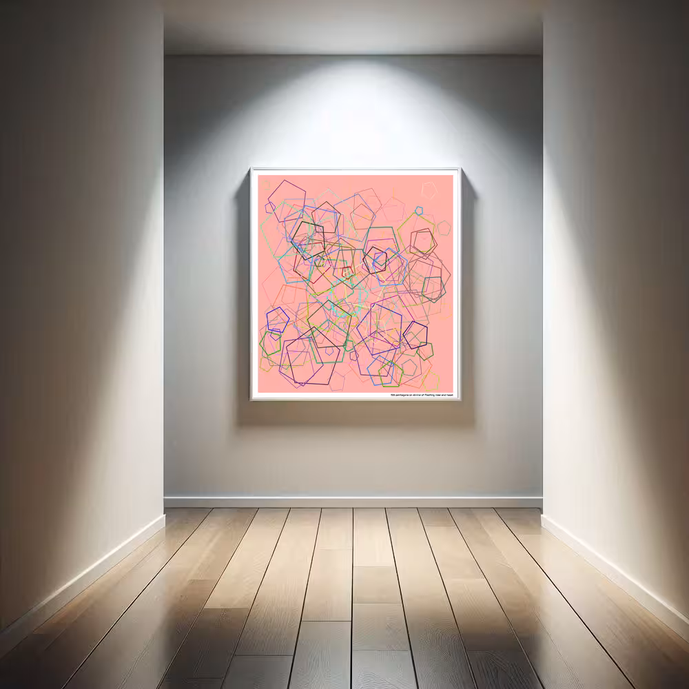 159 pentagons on shrine of fleeting rose and hazel in room setting