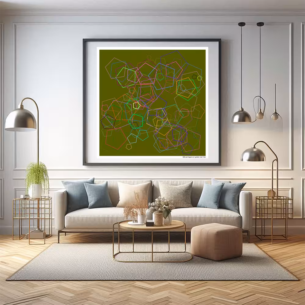 120 pentagons on golden mist tide in room setting