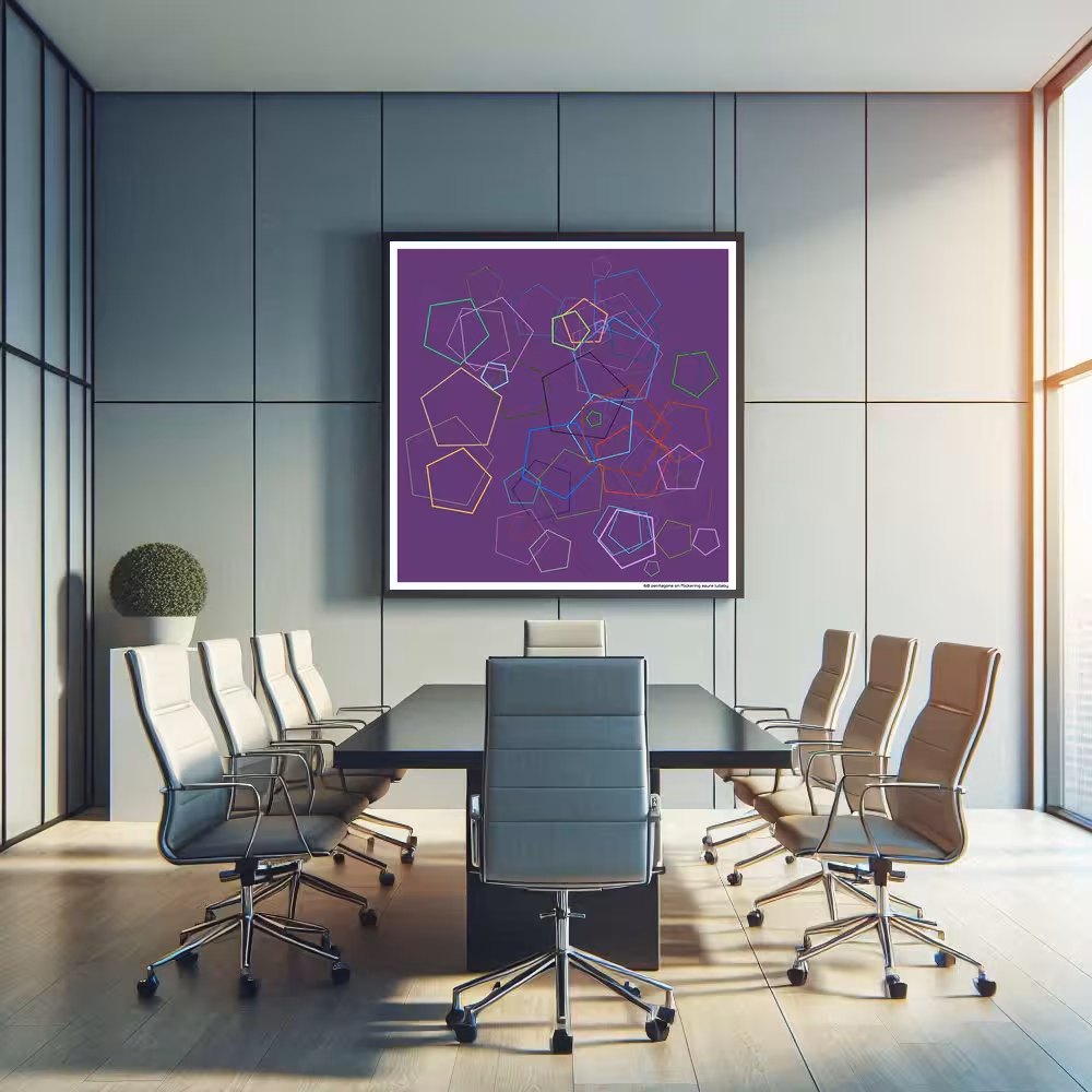 60 pentagons on flickering azure lullaby in room setting