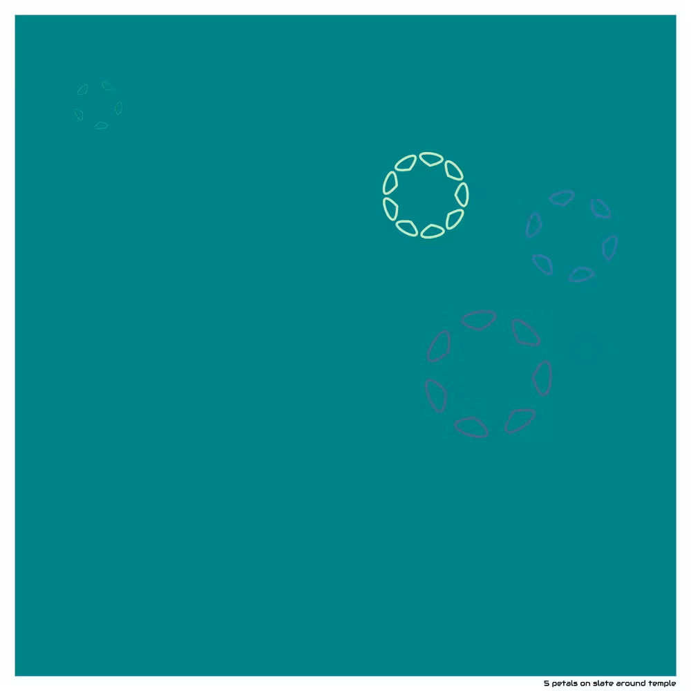 5 petals on slate around temple