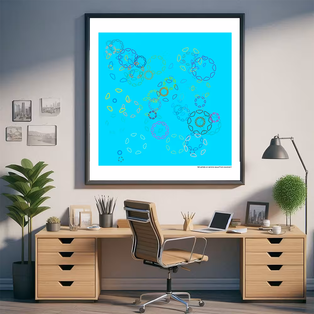 52 petals on serene aqua from covenant in room setting