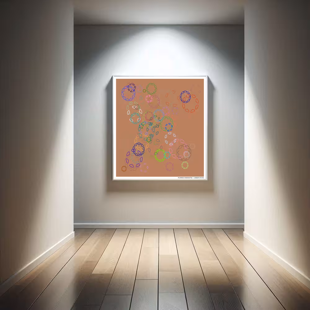 73 petals on bleached flax — a descent of echo in room setting