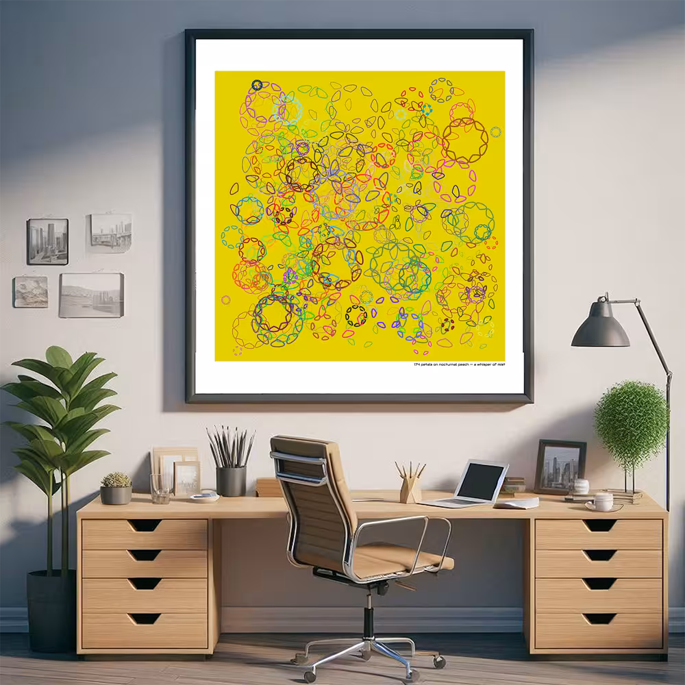 174 petals on nocturnal peach — a whisper of mist in room setting