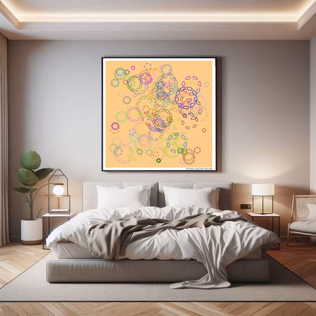 124 petals on taupe under mystic sepia in room setting