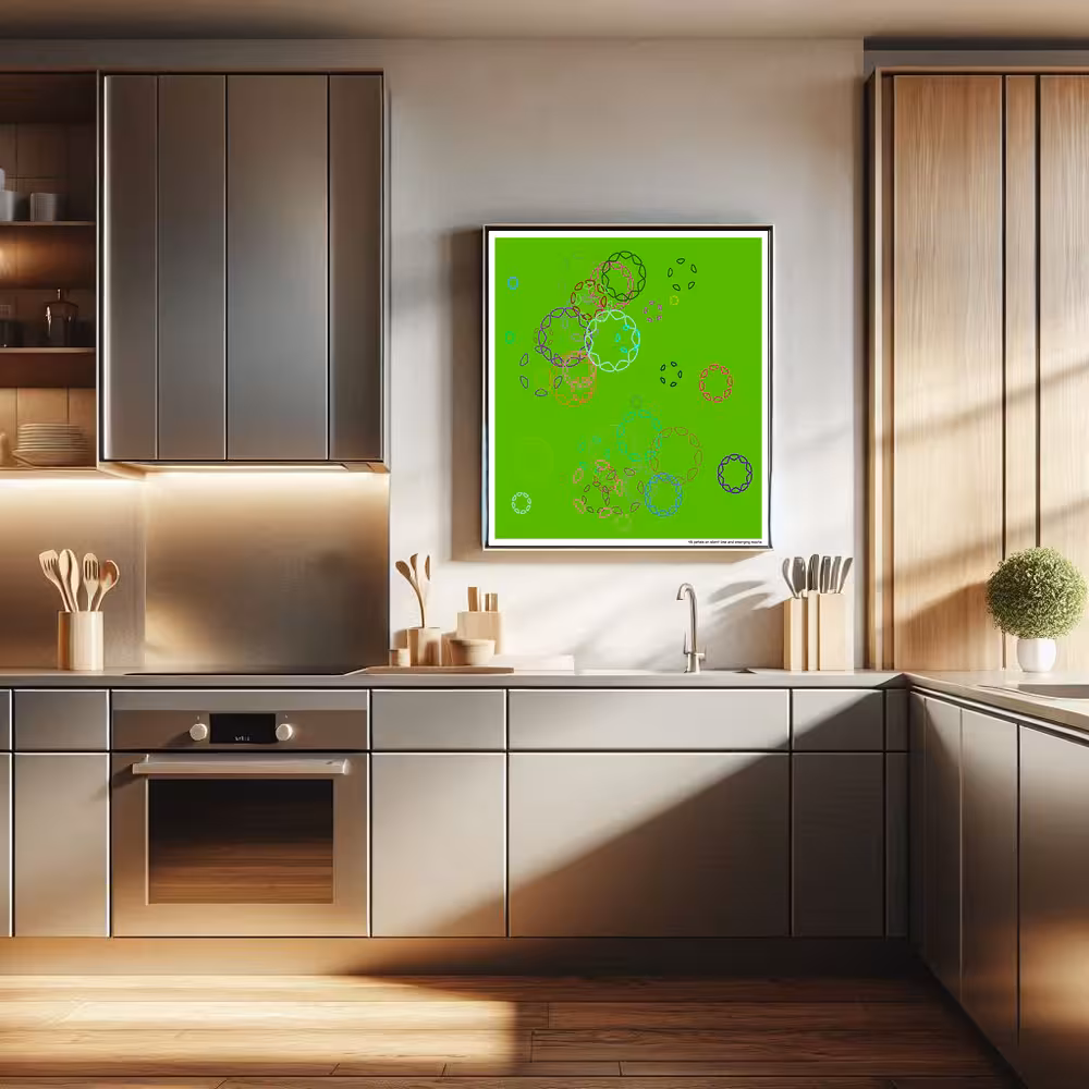 45 petals on silent lime and emerging mocha in room setting