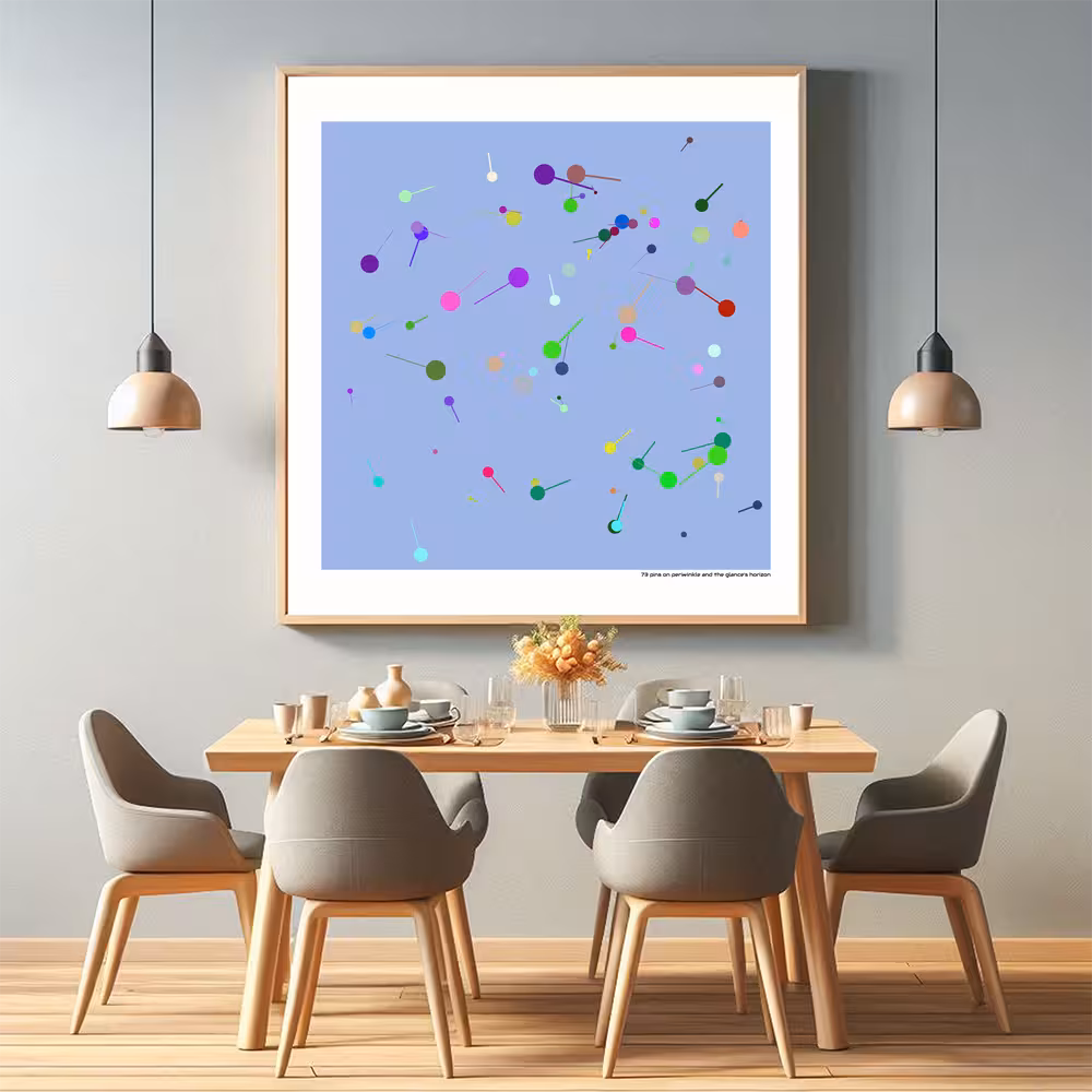 73 pins on periwinkle and the glance's horizon in room setting