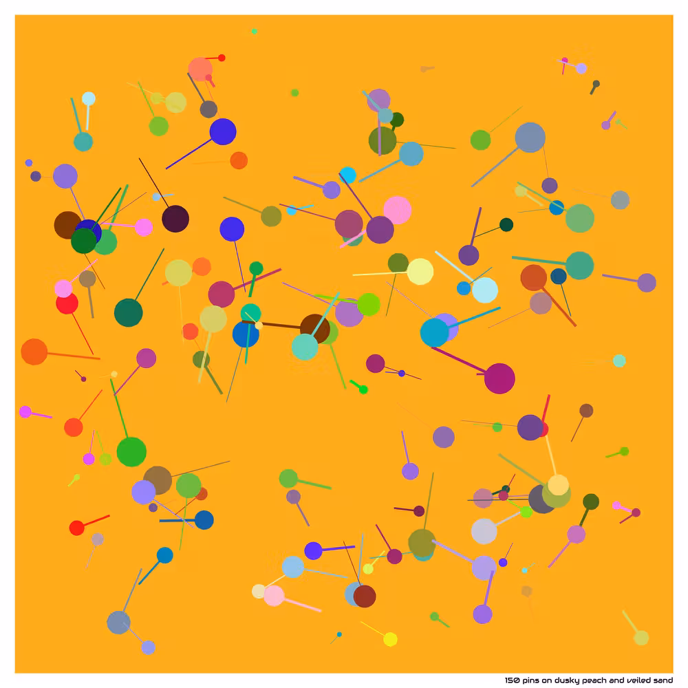 150 pins on dusky peach and veiled sand