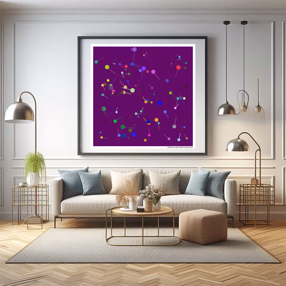 93 pins on a pale fuchsia through dream in room setting