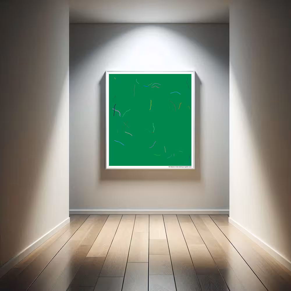 43 ribbons on moon dancing on golden coral in room setting