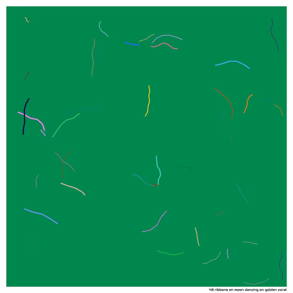 43 ribbons on moon dancing on golden coral