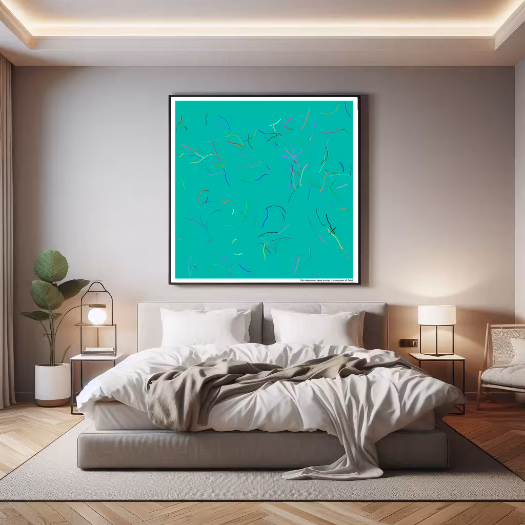 170 ribbons on deep butter — a requiem of field in room setting