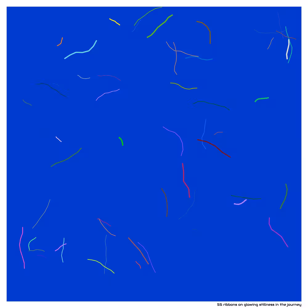 55 ribbons on glowing stillness in the journey