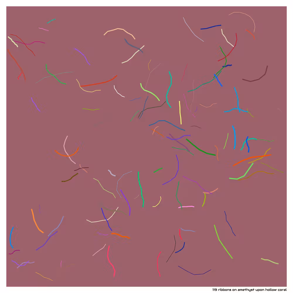 119 ribbons on amethyst upon hollow coral