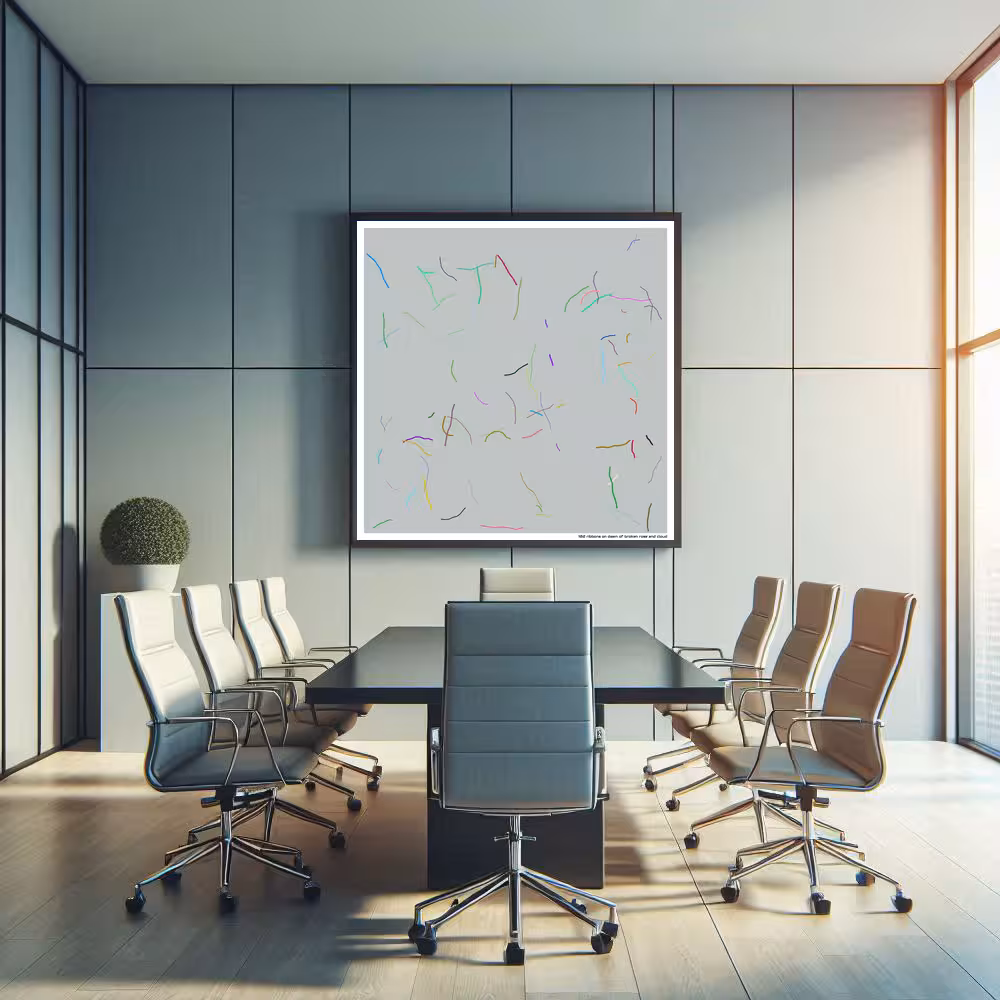 102 ribbons on dawn of broken rose and cloud in room setting