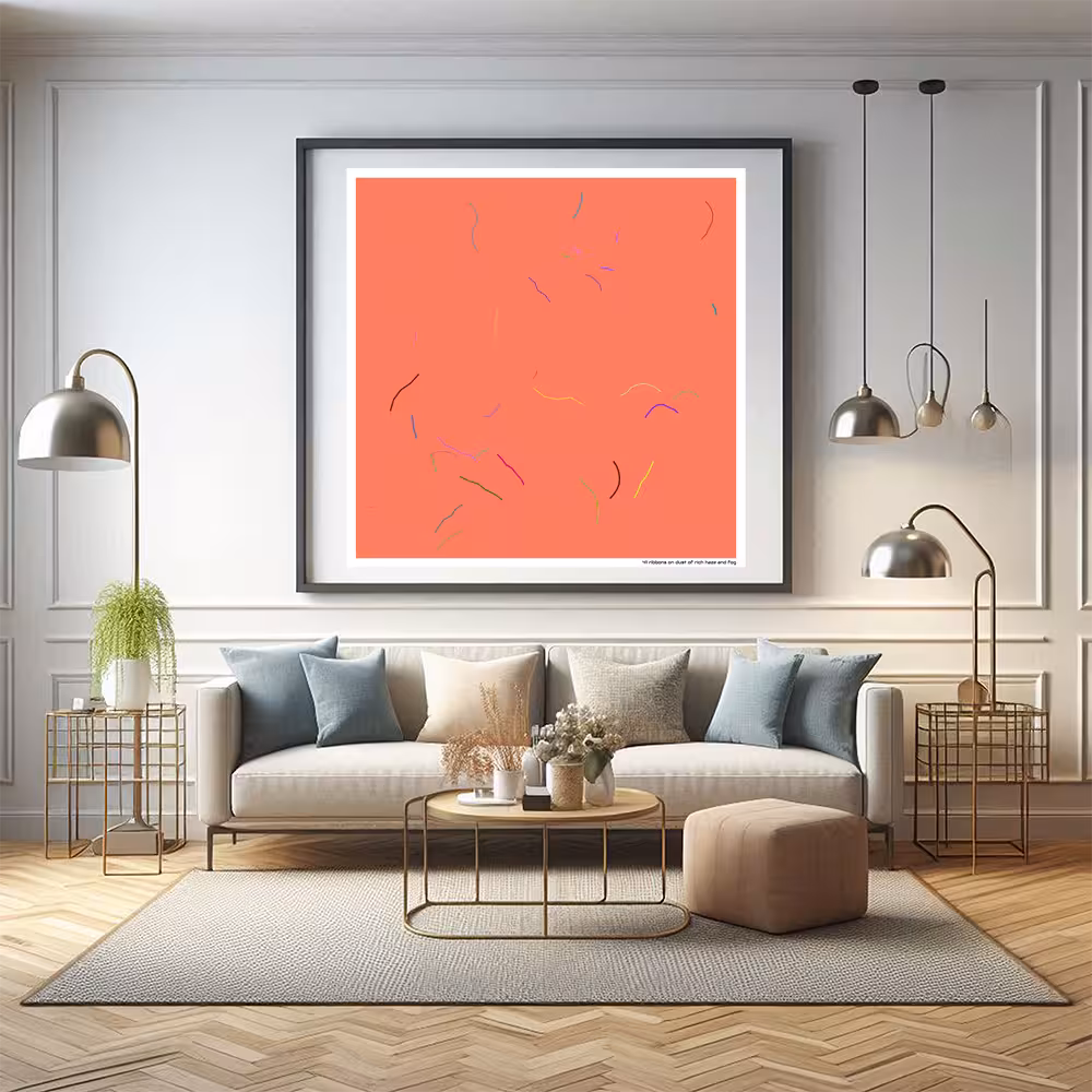 41 ribbons on dust of rich haze and fog in room setting