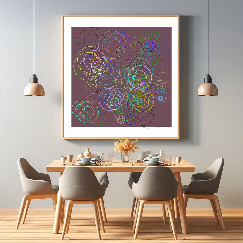 117 rings on garden of silken apricot and linen in room setting