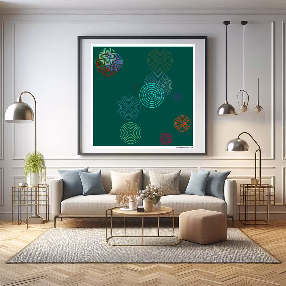 15 ripples on velvet of rose in room setting