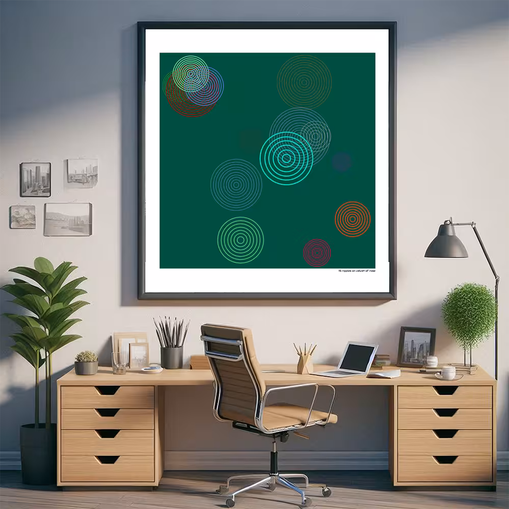 15 ripples on velvet of rose in room setting