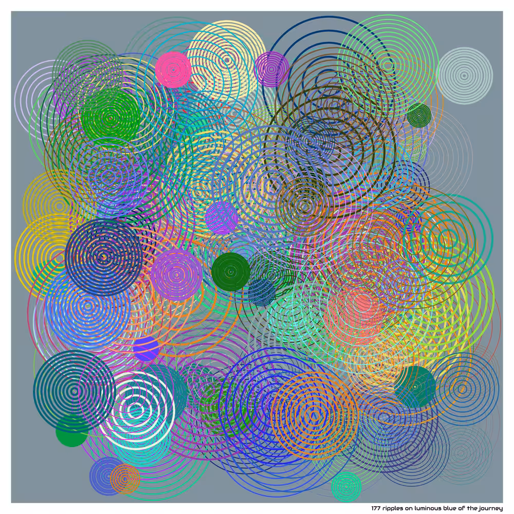 177 ripples on luminous blue of the journey