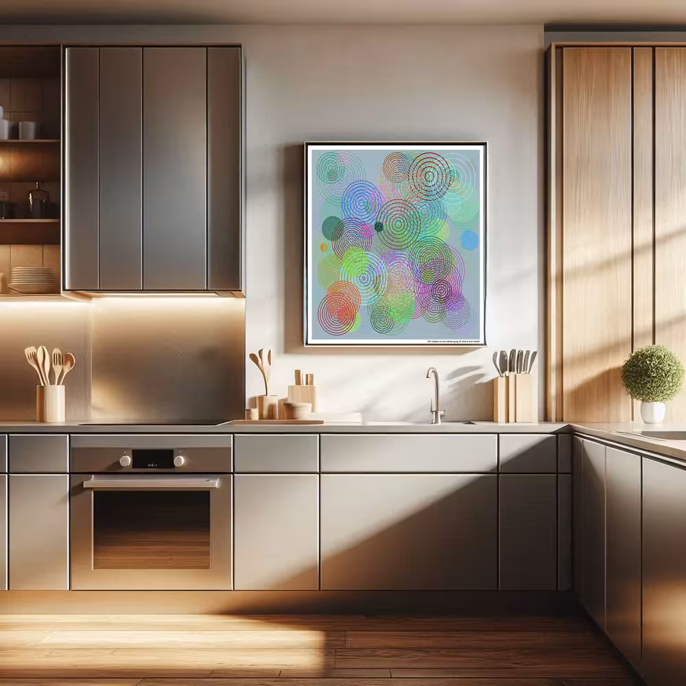 127 ripples on burnished gray of storm and comet in room setting