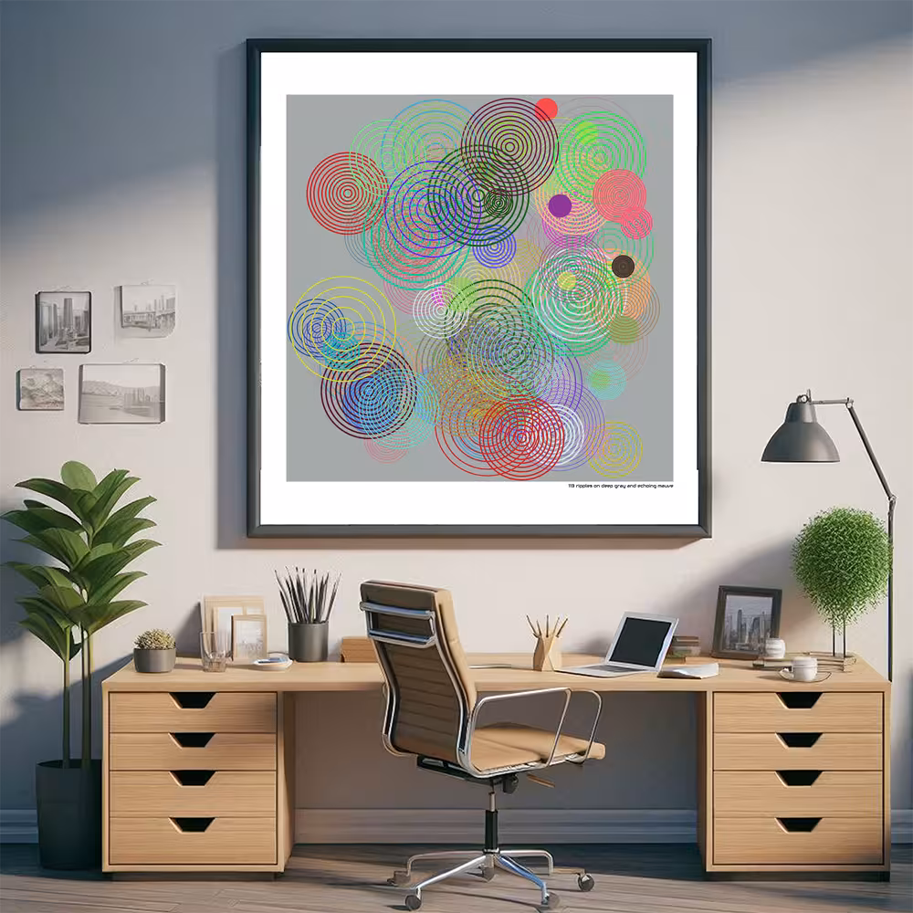 113 ripples on deep gray and echoing mauve in room setting