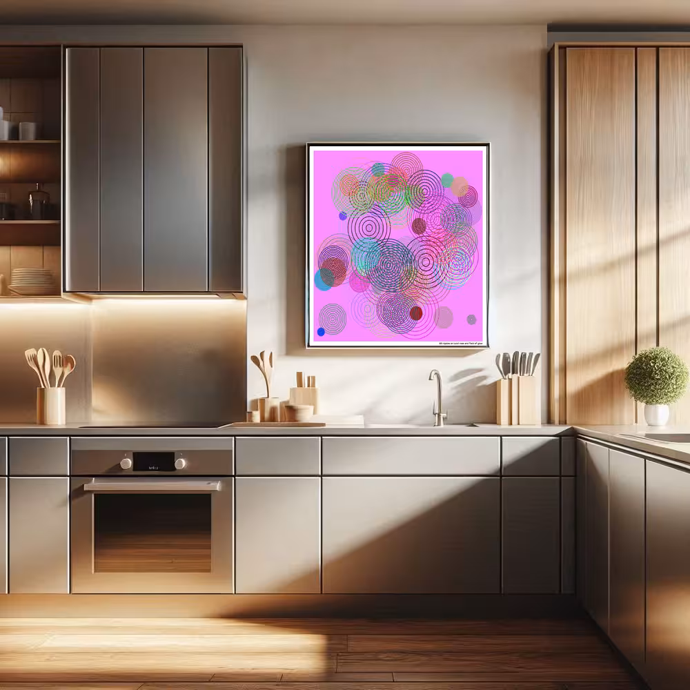 83 ripples on lucid rose and field of glow in room setting