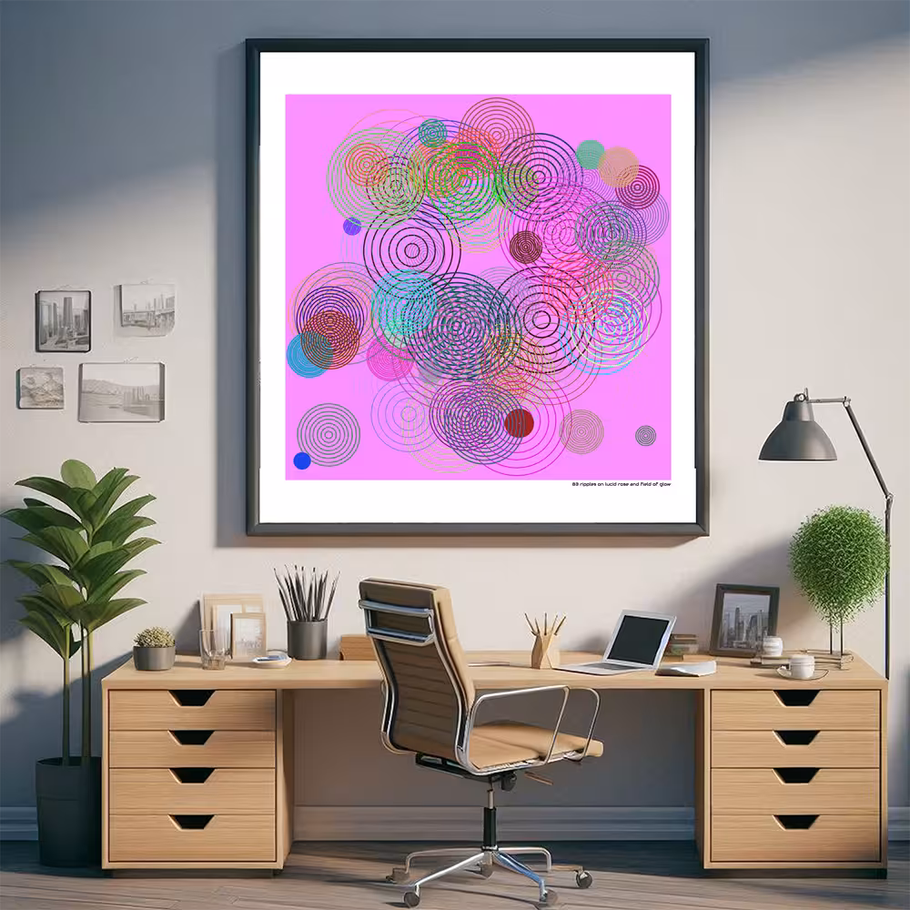 83 ripples on lucid rose and field of glow in room setting