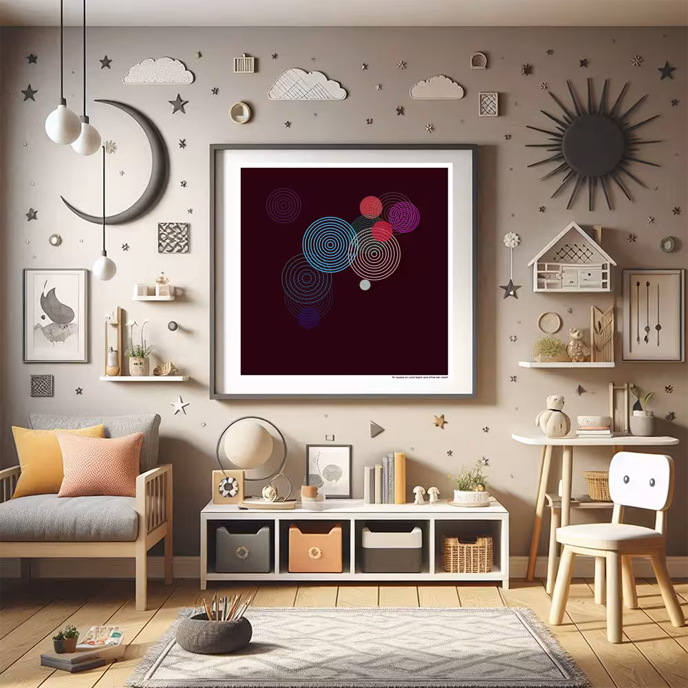 13 ripples on lucid black and ethereal violet in room setting