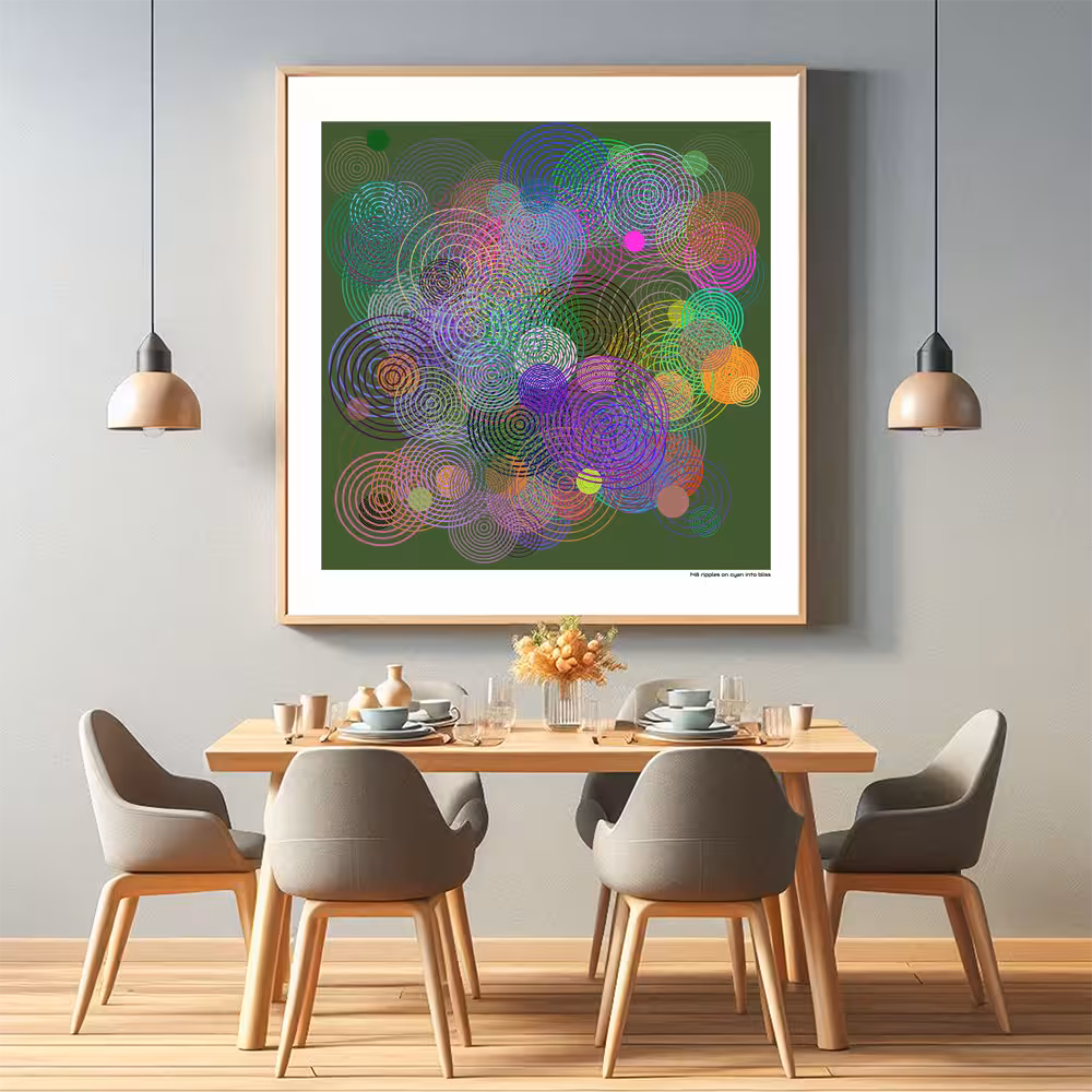 148 ripples on cyan into bliss in room setting