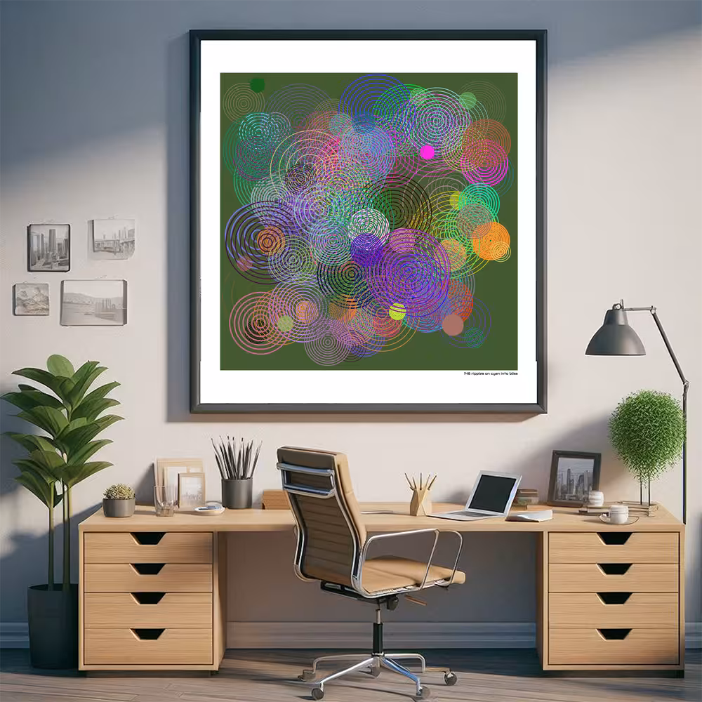 148 ripples on cyan into bliss in room setting