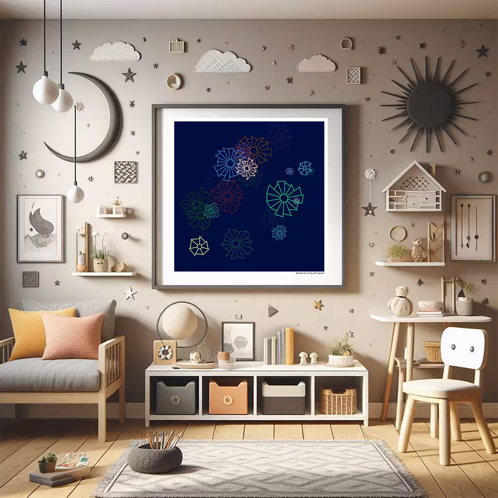 20 shards on fog with garden in room setting