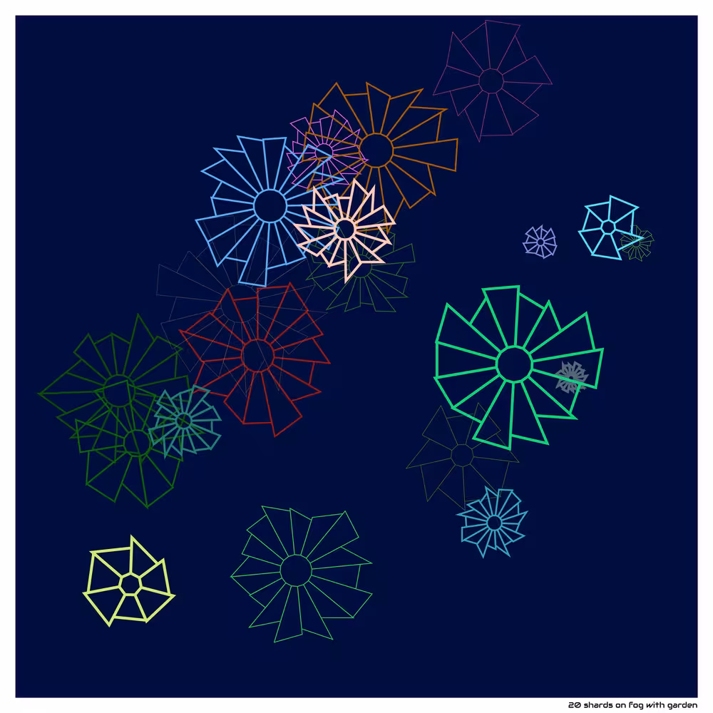 20 shards on fog with garden