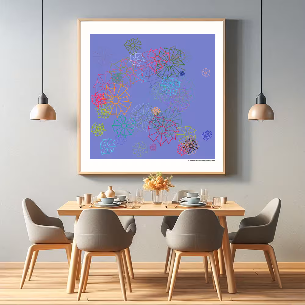 51 shards on flickering linen glance in room setting