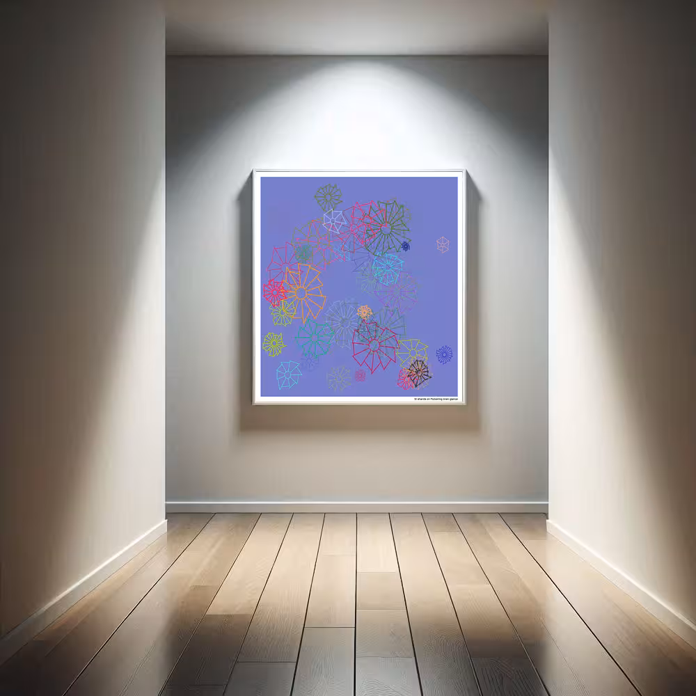 51 shards on flickering linen glance in room setting