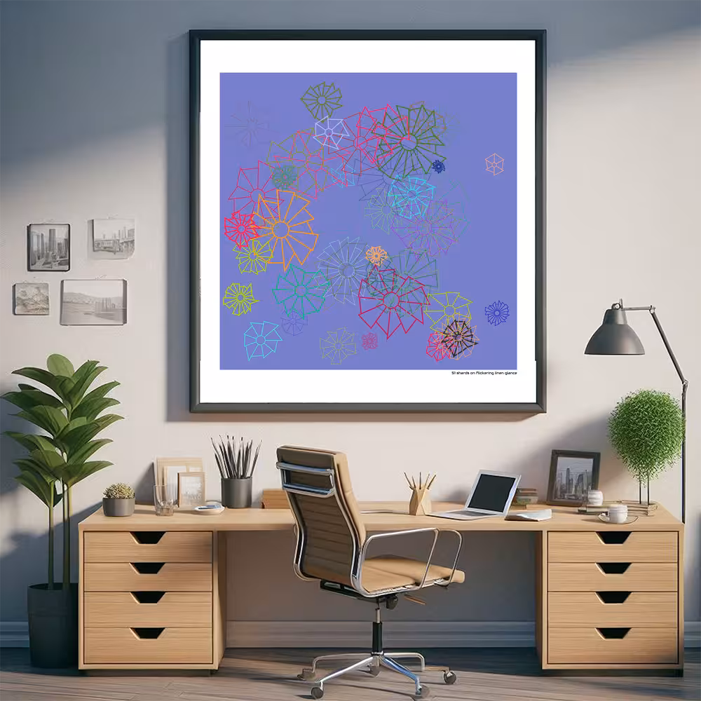 51 shards on flickering linen glance in room setting