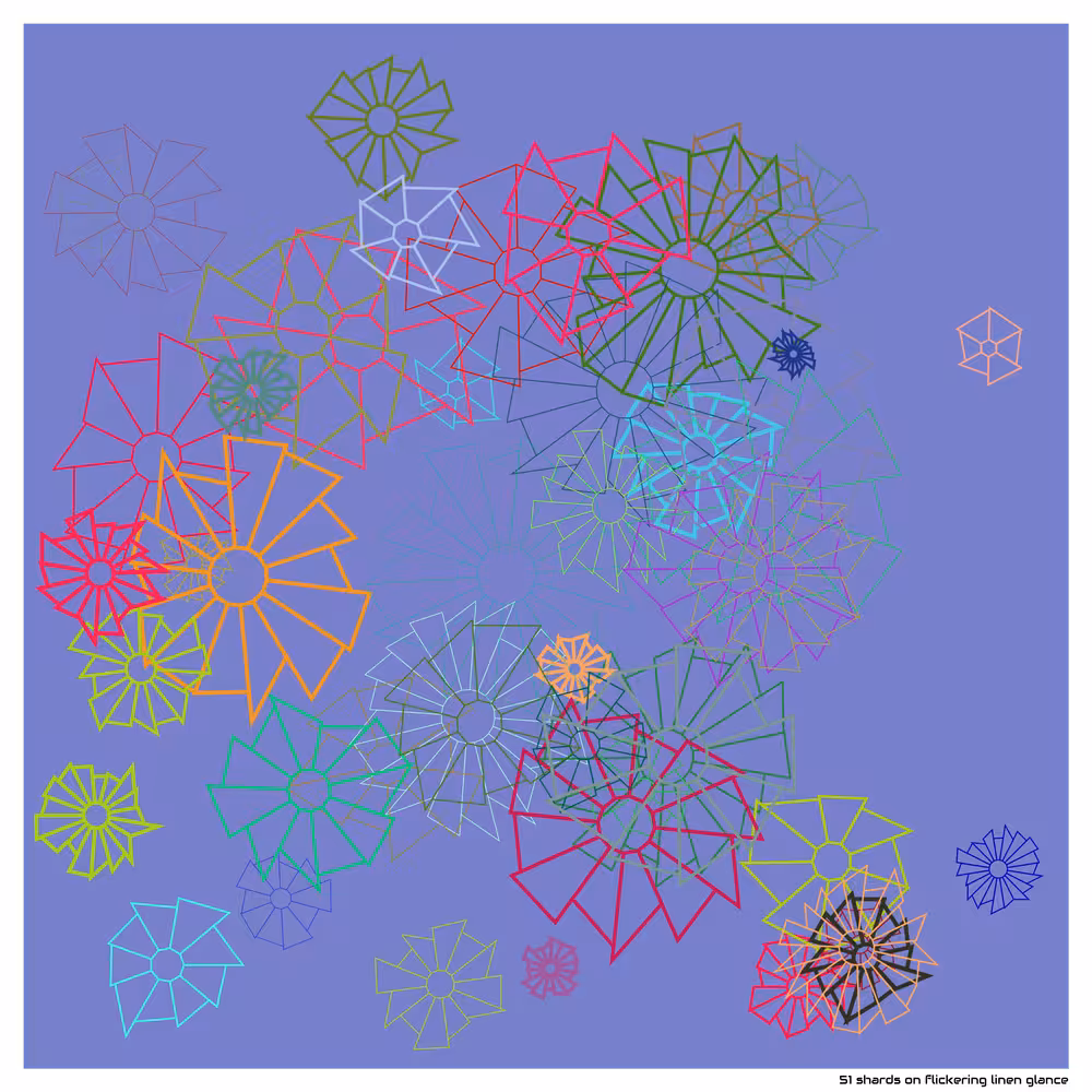 51 shards on flickering linen glance