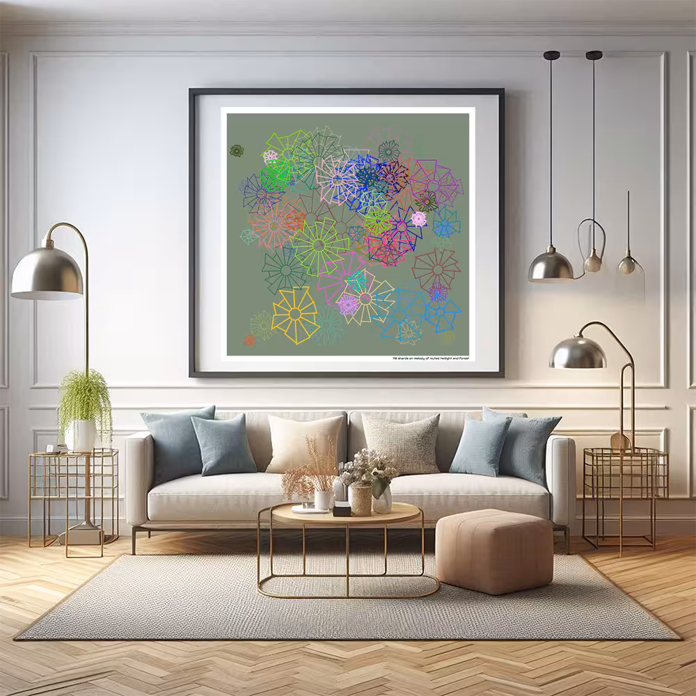 70 shards on melody of muted twilight and forest in room setting