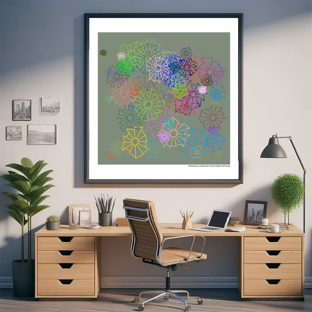 70 shards on melody of muted twilight and forest in room setting